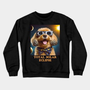 Total Solar Eclipse 2024 Cute Dog Wearing Solar Eclipse Glasses.V2 Crewneck Sweatshirt